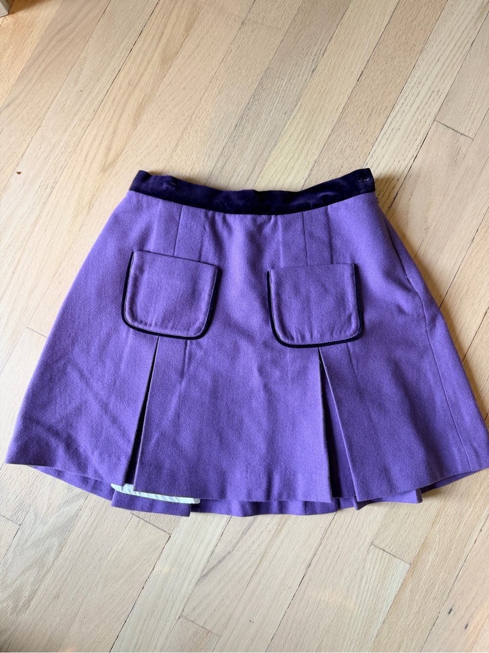 Oscar de la renta Purple Pleated Mini Skirt with Pocket Detail